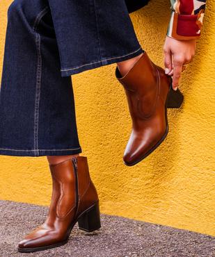 Bottines à talon dessus cuir femme - Tanéo vue1 - TANEO - GEMO
