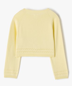 Gilet fille court en maille fine ajourée vue4 - GEMO (ENFANT) - GEMO