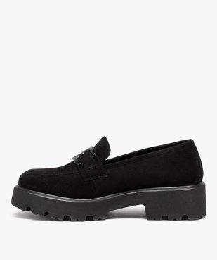 Mocassins unis en suédine à semelle crantée et bout amande vue3 - GEMO (CASUAL) - GEMO