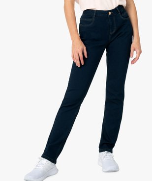 Jean femme regular taille normale et surpiqûres contrastantes vue1 - GEMO (JEAN) - GEMO
