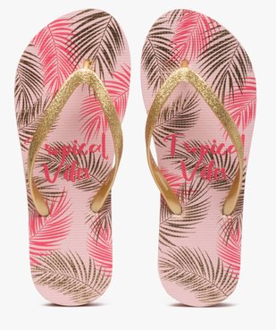 Tongs femme à motifs tropicaux et brides pailletées vue1 - Nikesneakers (PLAGE) - Nikesneakers