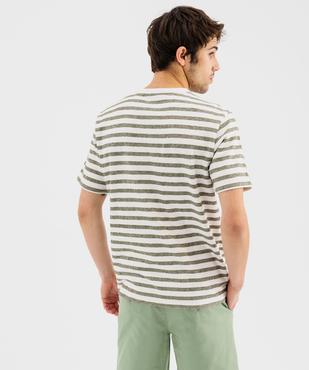 Tee-shirt manches courtes en maille rayée homme vue3 - GEMO 4G HOMME - GEMO