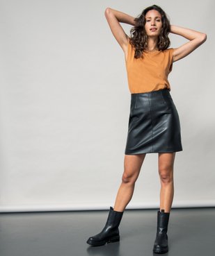 Jupe femme droite avec pinces à la taille vue1 - GEMO(FEMME PAP) - GEMO