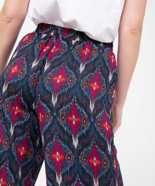 Pantalon femme imprimé en voile avec rayures pailletées vue2 - GEMO(FEMME PAP) - GEMO