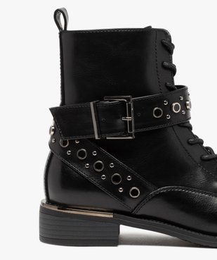 Boots femme à talon plat style godillots à bride fantaisie vue6 - GEMO (CASUAL) - GEMO