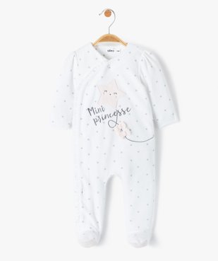 Pyjama bébé en velours avec ouverture avant et motifs étoiles vue1 - GEMO(BB COUCHE) - GEMO