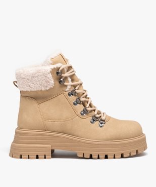 Boots femme unies en suédine fourrées et à col en sherpa vue2 - GEMO (CASUAL) - GEMO