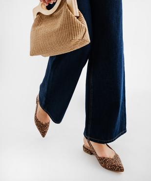 Escarpins slingback à motif léopard et talon plat femme - Follow Me vue1 - FOLLOW ME - GEMO