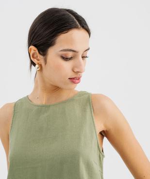 Blouse sans manches unie en viscose et lin femme vue2 - GEMO 4G FEMME - GEMO