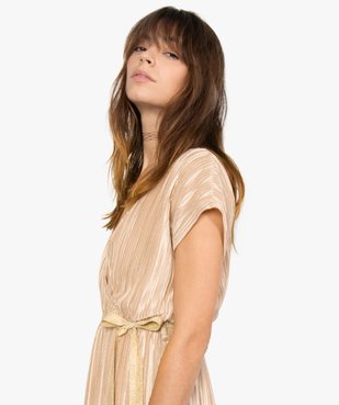 Robe femme en maille gaufrée avec col cache-cœur vue2 - GEMO(FEMME PAP) - GEMO