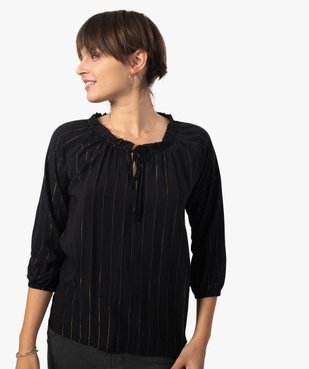 Blouse femme à rayures pailletée et col froncé vue2 - GEMO(FEMME PAP) - GEMO
