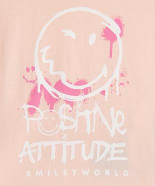Tee-shirt manches courtes en jersey de coton imprimé fille -  Smiley World vue3 - SMILEY WORLD - GEMO