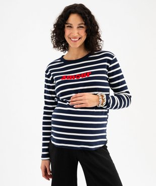 Sweat grossesse et allaitement rayé à côtés zippés vue1 - GEMO (MATER) - GEMO