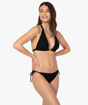 Haut de maillot de bain femme triangle façon macramé vue3 - GEMO (PLAGE) - GEMO