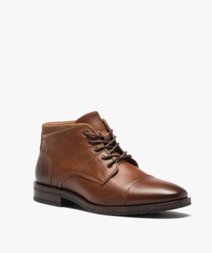 Derbies homme semi-montants dessus cuir uni – Tanéo vue3 - TANEO - GEMO