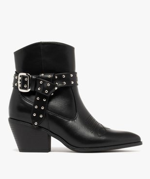 Boots femme à talon cubain santiags bout surpiqué avec brides fantaisie cloutées vue2 - FOLLOW ME - GEMO