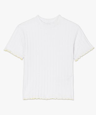 Tee-shirt femme effet rayé avec manches courtes et finitions fantaisie vue4 - FOLLOW ME - GEMO