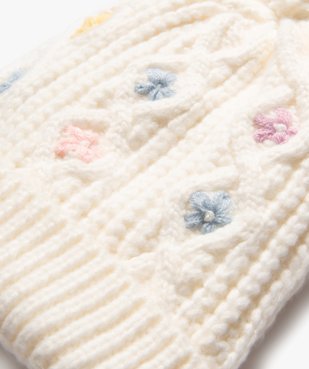 Bonnet en maille torsadée doublée polaire avec pompon bébé fille vue2 - GEMO 4G BEBE - GEMO