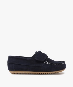 Mocassins garçon à scratch dessus cuir retourné uni vue1 - GEMO (ENFANT) - GEMO