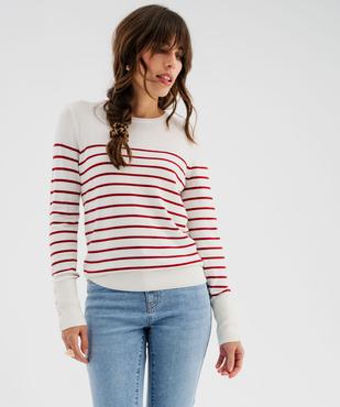 Pull fin en viscose à rayures femme vue2 - GEMO 4G FEMME - GEMO