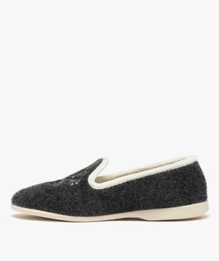 Chaussons femme style slippers en feutrine brodée vue3 - GEMO(HOMWR FEM) - GEMO