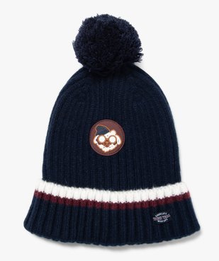 Bonnet en maille côtelée à pompon et revers garçon vue1 - GEMO 4G GARCON - GEMO