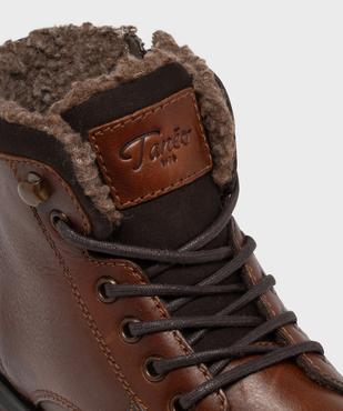 Boots en cuir fourrées à lacets et zip homme - Tanéo vue6 - TANEO - GEMO