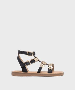 Sandales spartiates en cuir suédé et fleurs dorées fille - Lovely Wings vue1 - LOVELY WINGS GEMO FOR GOOD - GEMO