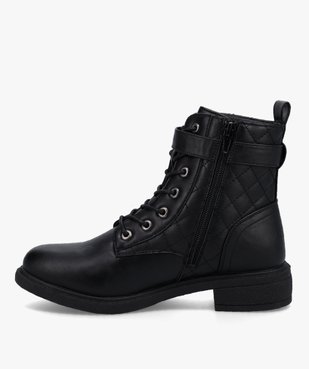 Boots femme matelassées à talon plat style rangers vue4 - GEMO (CASUAL) - GEMO