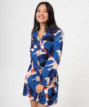Robe femme imprimée coupe chemise avec ceinture vue1 - GEMO(FEMME PAP) - GEMO