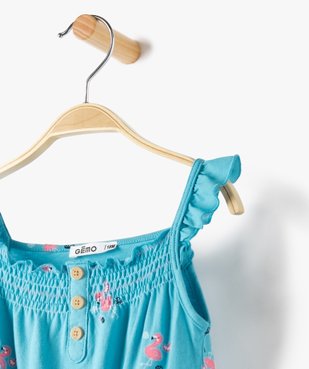 Combishort bébé fille à bretelles volantées vue3 - GEMO(BEBE DEBT) - GEMO
