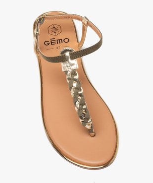 Sandales femme plates avec bride tressée à entre-doigt détails métallisés vue5 - GEMO (CASUAL) - GEMO