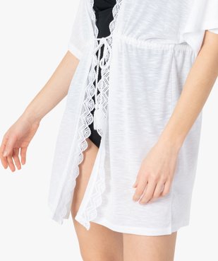 Kimono de plage femme avec liseré en dentelle vue2 - GEMO (PLAGE) - GEMO