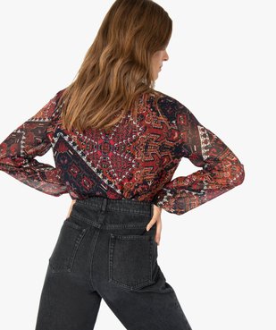 Blouse femme en mousseline imprimée à col effet plastron vue3 - GEMO(FEMME PAP) - GEMO