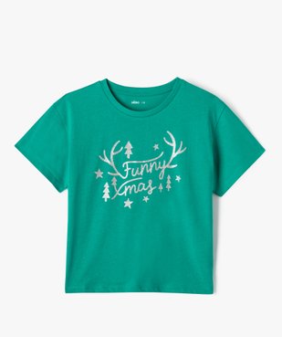 Tee-shirt court à manches courtes thème Noël fille vue1 - GEMO (JUNIOR) - GEMO