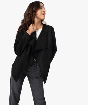 Blouson femme en suédine coupe asymétrique vue5 - GEMO(FEMME PAP) - GEMO
