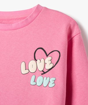 Sweat à col rond à motifs coeurs fille vue2 - GEMO 4G FILLE - GEMO
