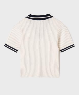 Pull à manches courtes avec col polo coupe courte fille vue4 - GEMO (JUNIOR) - GEMO