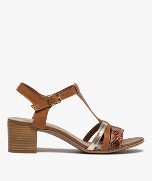 Sandales femme à talon carré et brides en cuir vue1 - Nikesneakers(URBAIN) - Nikesneakers