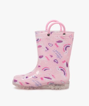 Bottes de pluie fille à anses et semelle lumineuse motif licorne vue3 - GEMO (ENFANT) - GEMO