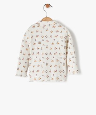 Tee-shirt bébé fille en maille côtelée à motifs fleuris vue3 - GEMO C4G BEBE - GEMO
