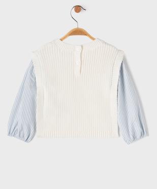 Pull avec manches chemise 2 en 1 bébé fille vue3 - GEMO 4G BEBE - GEMO
