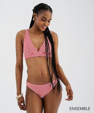 Ensemble de maillot de bain deux pièces rayé rouge - LuluCastagnette - GEMO
