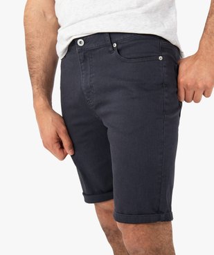 Bermuda homme en coton extensible aspect jean vue2 - GEMO (HOMME) - GEMO