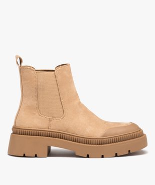 Boots femme casual dessus en suédine uni à semelle crantée vue2 - GEMO (CASUAL) - GEMO