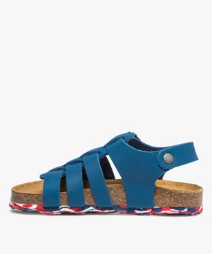 Sandales garçon unies en cuir avec bride à scratch vue3 - GEMO (ENFANT) - GEMO