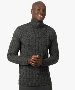 Pull homme en maille torsadée avec col camionneur vue1 - GEMO (HOMME) - GEMO