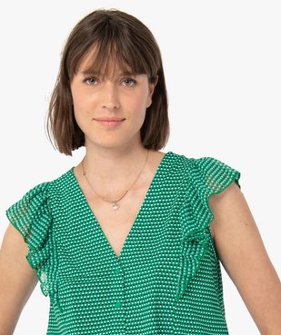 Tee-shirt femme à manches courtes avec volants sur les épaules vue2 - GEMO(FEMME PAP) - GEMO