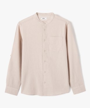Chemise garçon unie à manches longues et col mao vue2 - GEMO (JUNIOR) - GEMO
