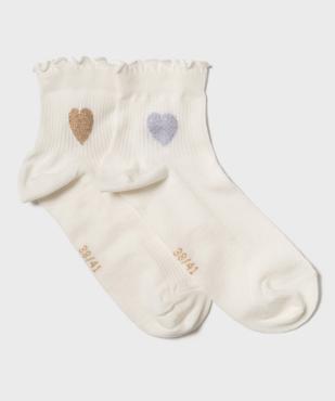 Chaussettes tige courte côtelée à finition roulotté femme (lot de 2) vue1 - GEMO(HOMWR FEM) - GEMO